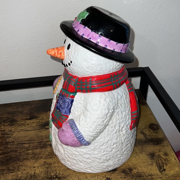 Large Snowman “Let It Snow!” Porcelain Cookie Jar - Picture 2 of 7
